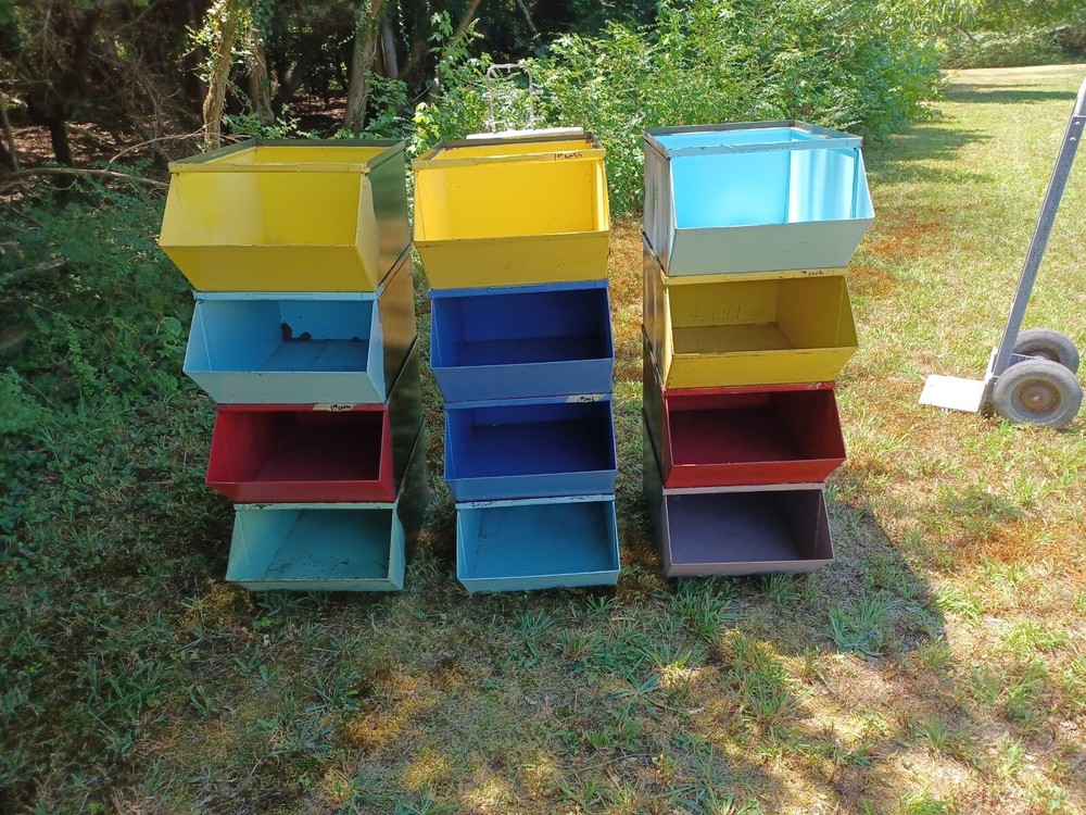 1 Vintage Stackable metal Storage bin large Parts Bin#5 stackbin corp 12 avail.