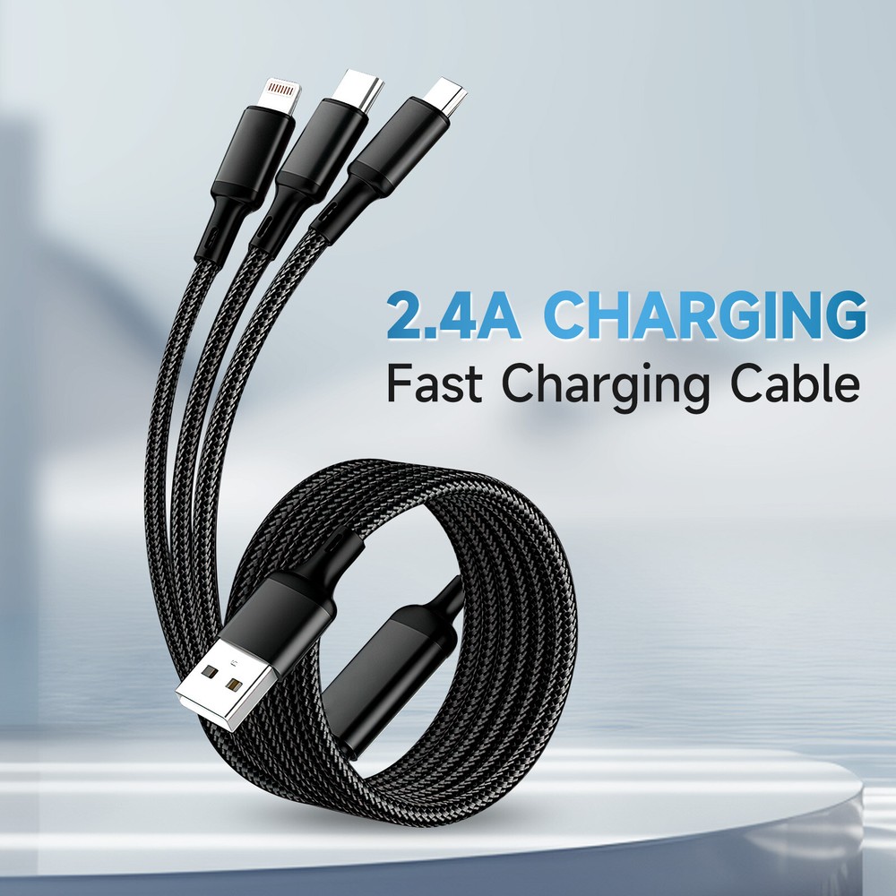 3 in 1 Fast USB Charging Cable Universal Multi Function Cell Phone Charger Cord