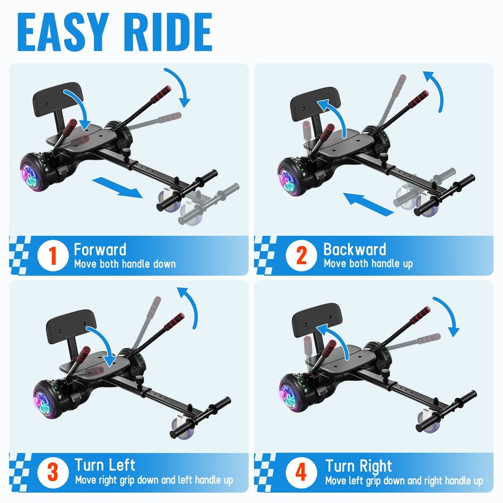 Electric Hoverboard & Go Kart Attachment Bluetooth Self-Balancing Kids Scooter