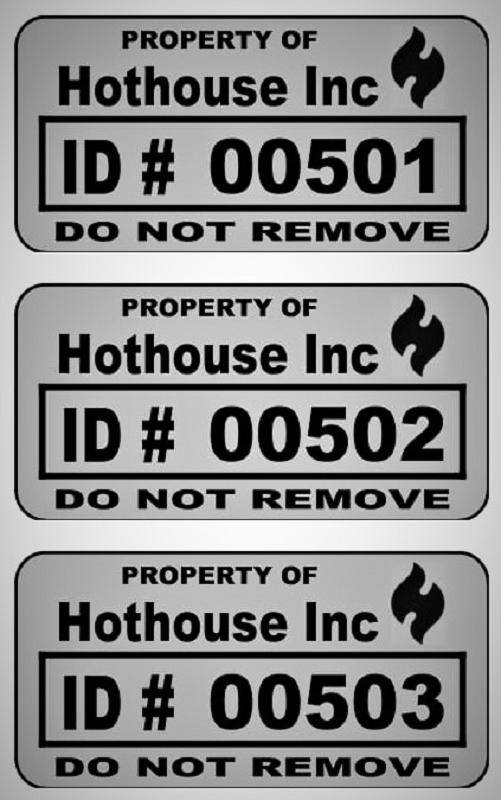 2" x 1" Custom Mat Silver Metalized Polyester Asset Labels / Property Tags