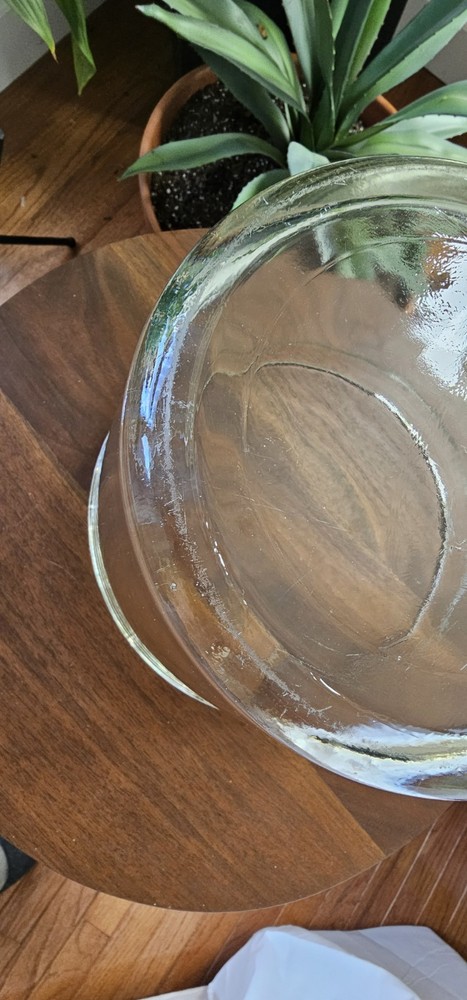 Vtg Thick Recyled Glass Planter Pot Large