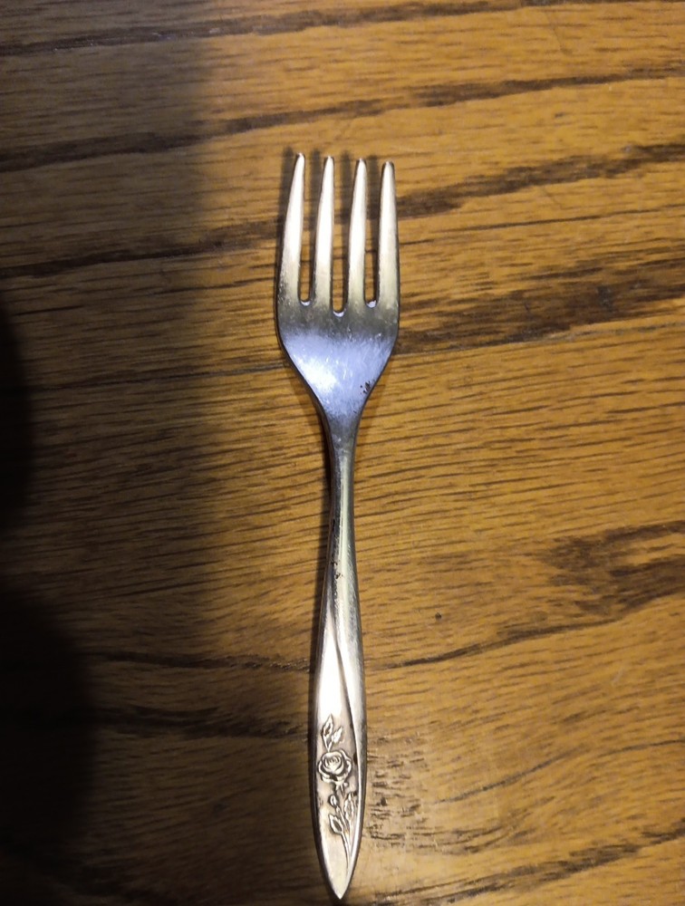 Community Childs Fork And Spoon. Rose Design.
