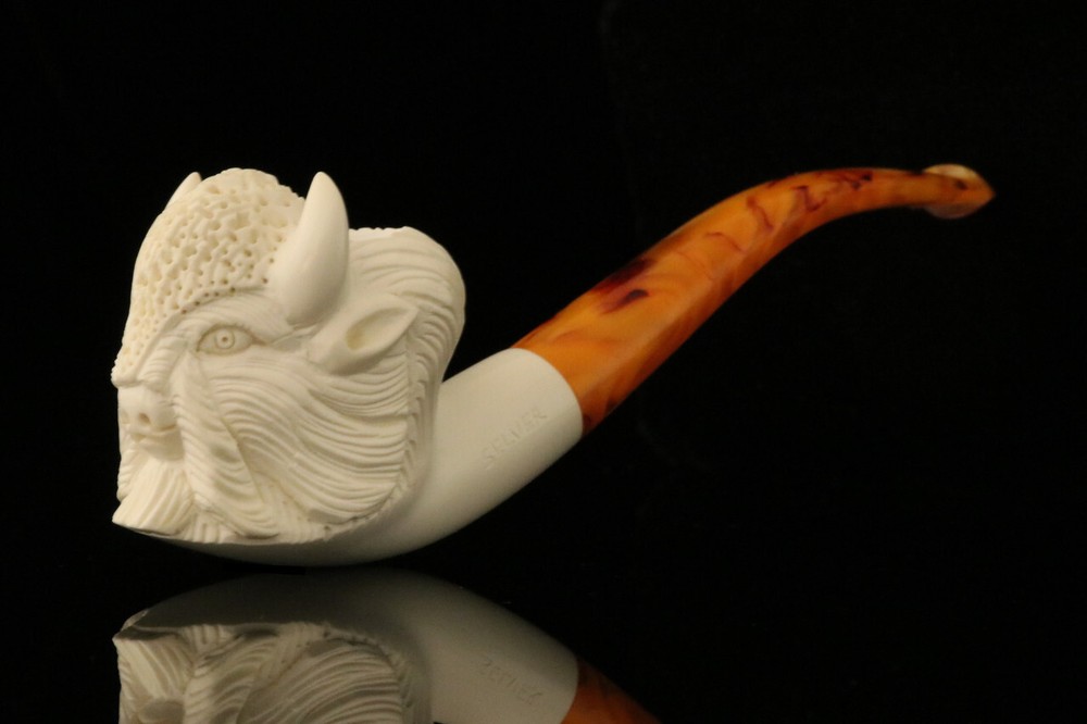 srv - Buffalo Block Meerschaum Pipe with fitted case M2192