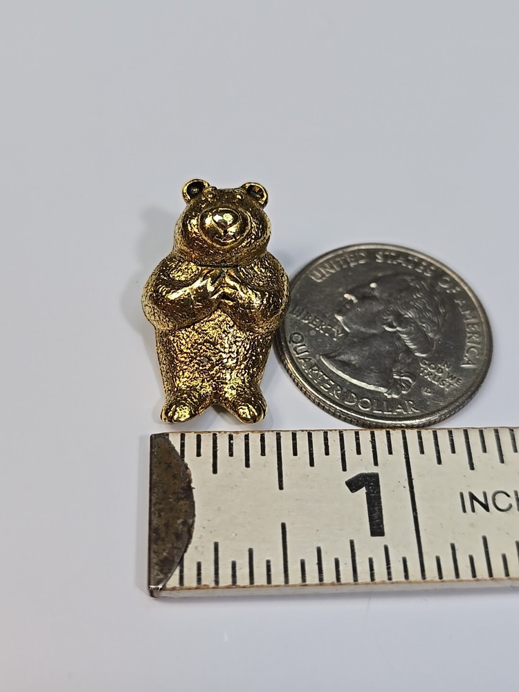 MJ Teddy Bear Lapel Pin Gold Color