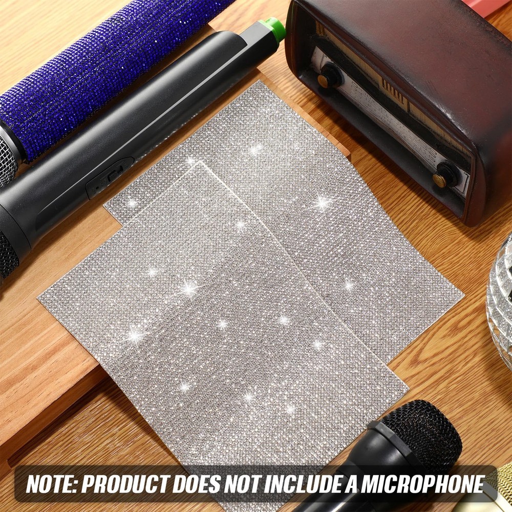 3 Pcs Microphone Prop Sparkly Bling Handle Cover Stickers Micro Sleeve Glitte...