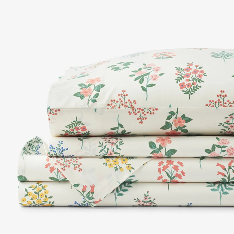 Rifle Paper Co. Hawthorne Classic Cool Percale Bed Sheet Set