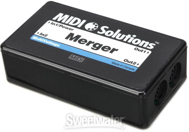 MIDI Solutions MultiVoltage Merger 2-in 2-out MIDI Merge Box