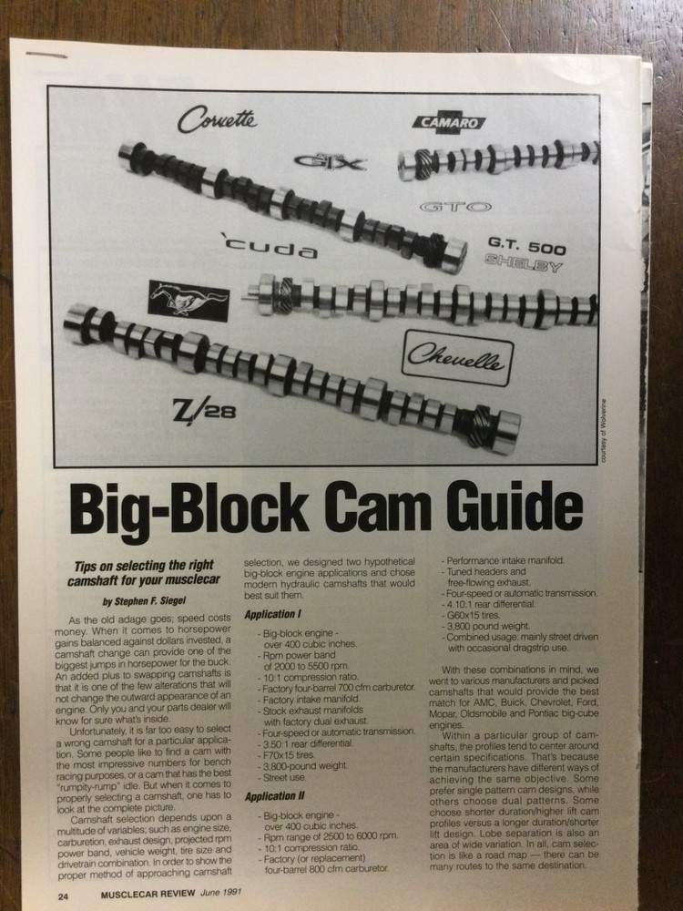Misc 4325 Article Engine Big Block Cam Guide Tips on Selecting June 1991 3 page