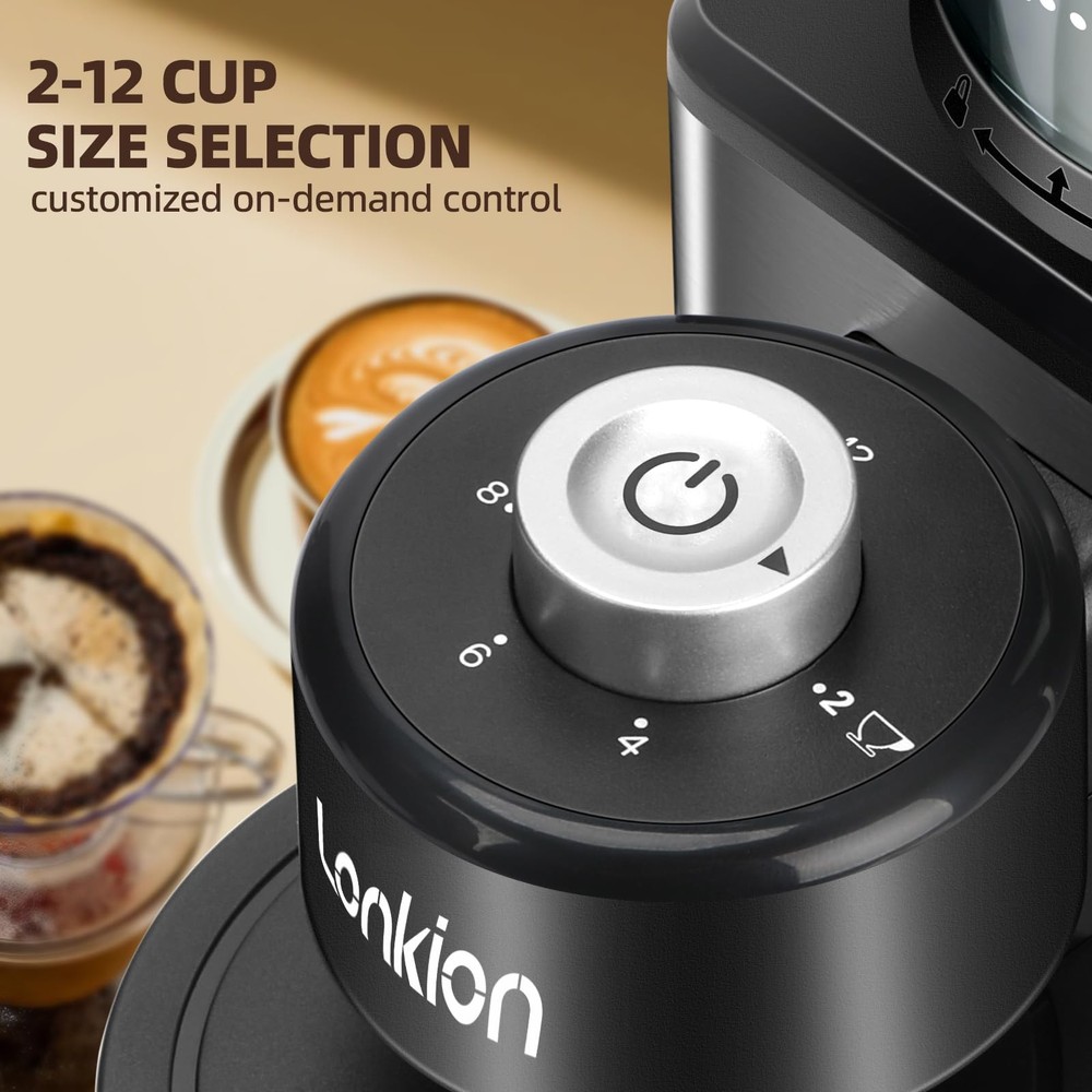 Coffee Grinder, Conical Burr Coffee Grinder with 25 Grind Settings for 12 Cup...