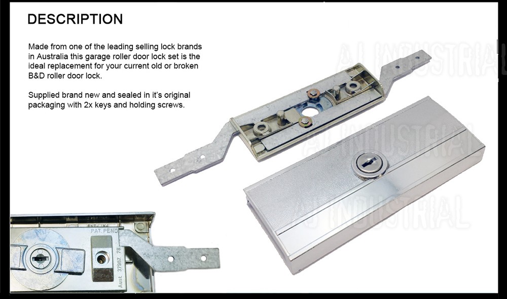 Garage ROLLER DOOR LOCK Set Complete+ Faceplate ( B&D )