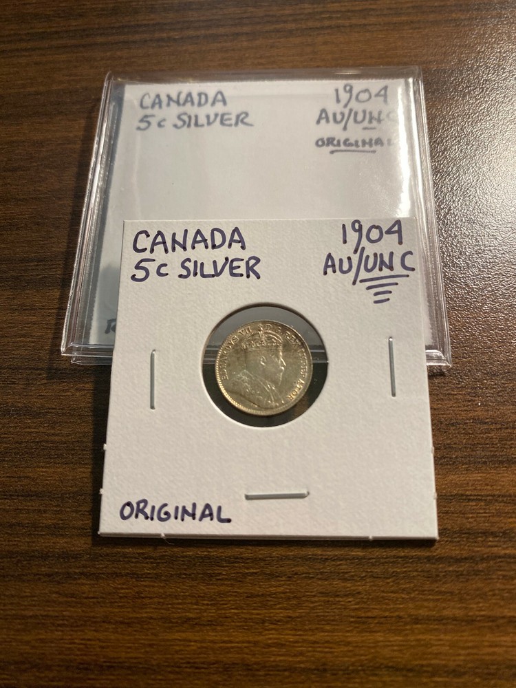 1904 CANADA 5C FIVE CENT SILVER EDWARDVS VII ALMOST UNCIRCULATED/UNCIRCULATED