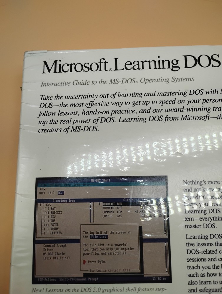 Microsoft Learning DOS 3.5" Disk Version Sealed Software NEW vintage 1991
