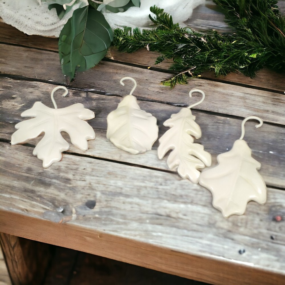 Ceramic White Leaves - Set of 4 - Fall Decor - Harvest Table