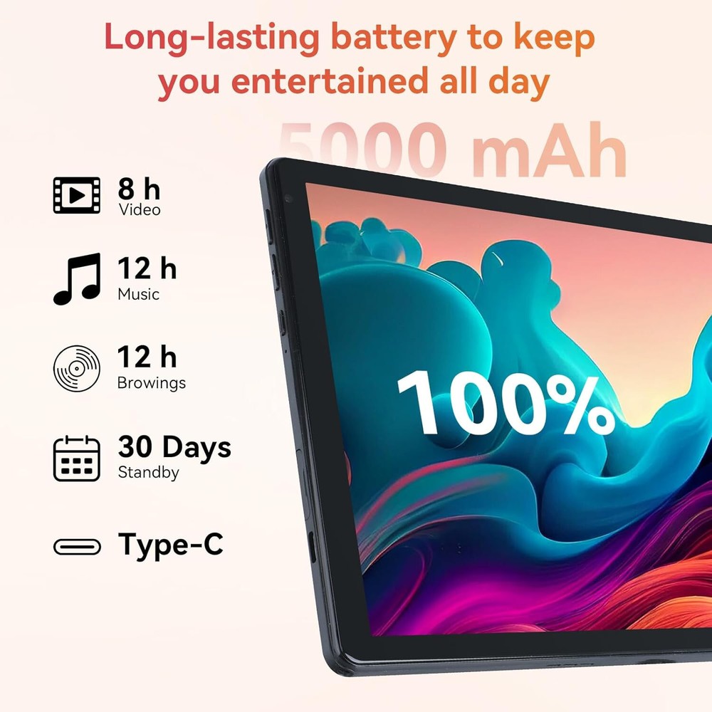 URAO 10.1" Android Tablet with Octa-core Processor 10GB RAM 128GB ROM HD IPS