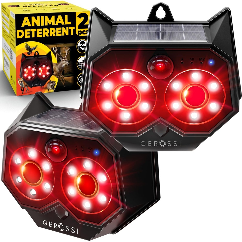 Upgraded Animal Deterrent 2 Pack - Solar Powered Design w/Motion Activated Pr...
