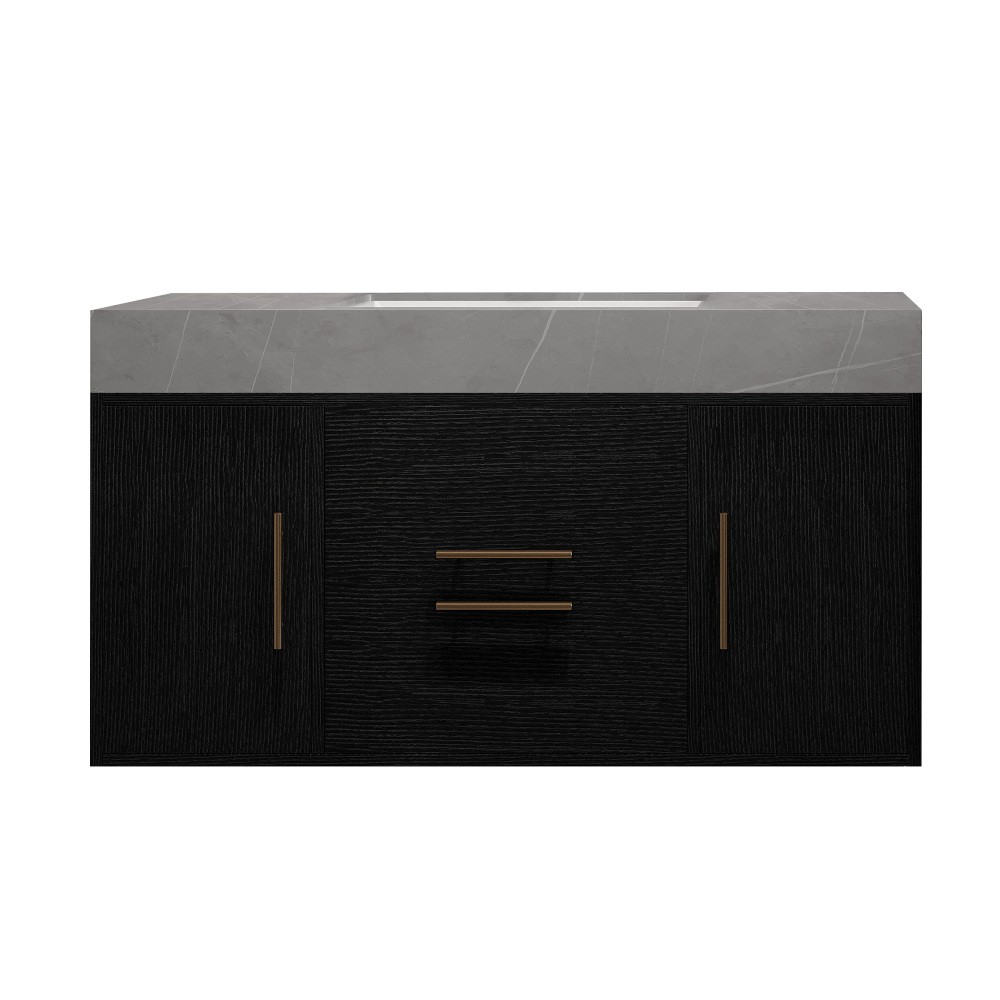 39.4'' Single Floating Bathroom Vanity, Ceramic Sink, 2 Drawers & 2 Cabinets