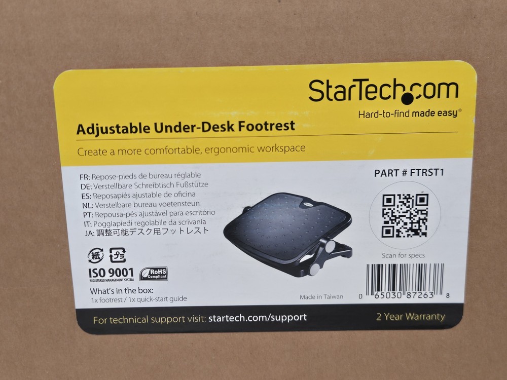 NEW StarTech Adjustable Under-Desk Foot Rest Black