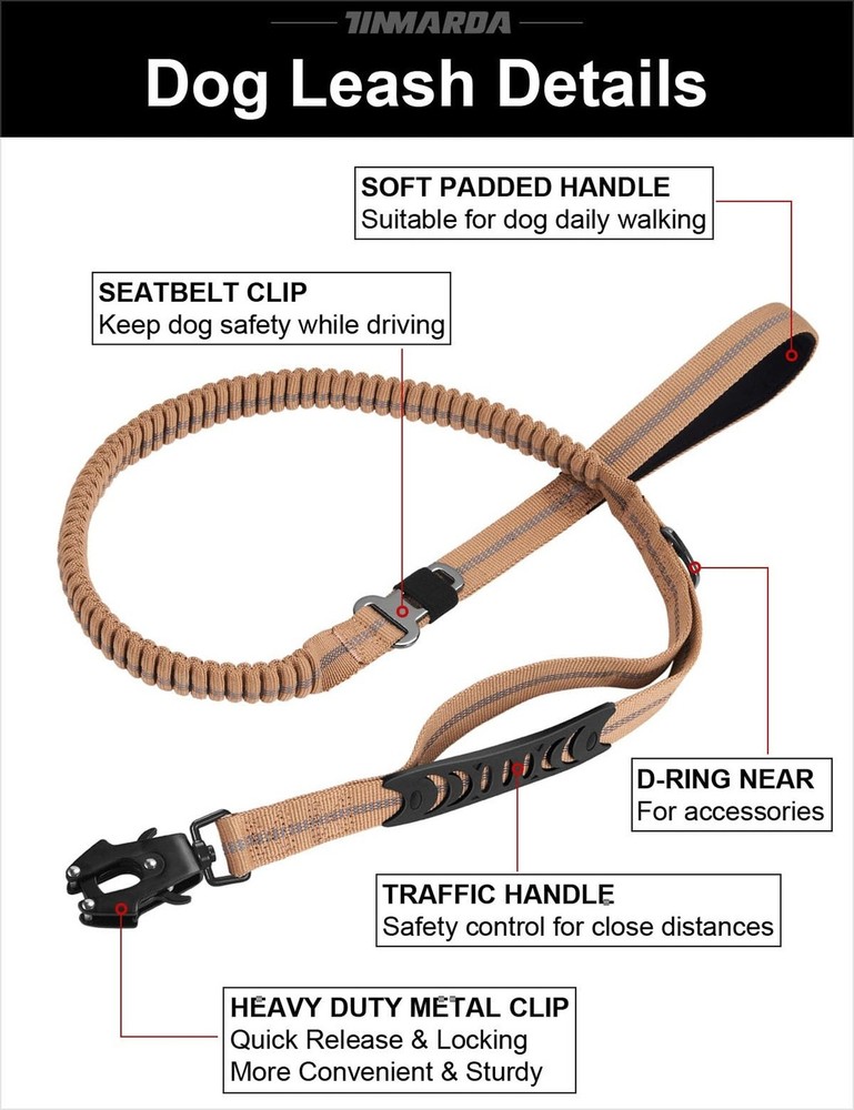 Dog Leashes for Medium Large Dogs Heavy Duty, 4-6FT Shock Absorbing No Pull D...