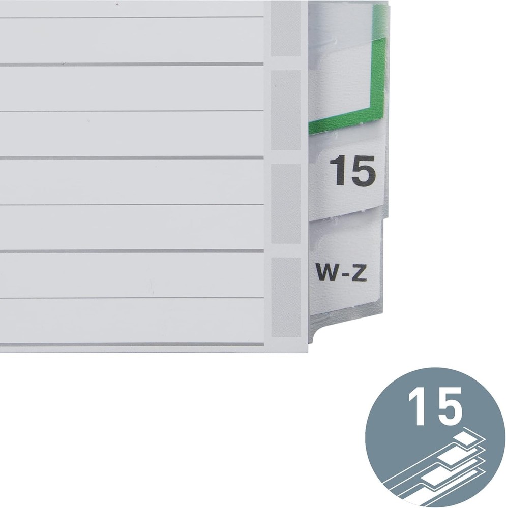 Leitz 12760000 Plastic Index Blank A4 Polypropylene 15 Sheets Grey