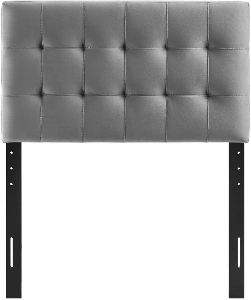 Modway Lily Biscuit Tufted Twin Performance Velvet Headboard, Gray