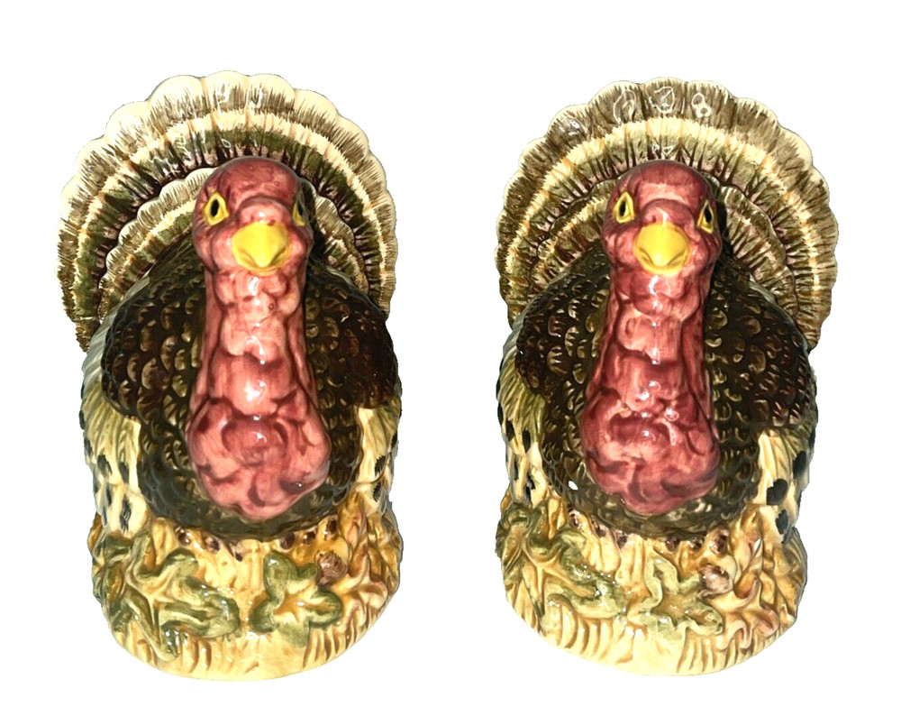 Pfaltzgraff Turkey Candle Holders Set Fall Decor 5" X 4"