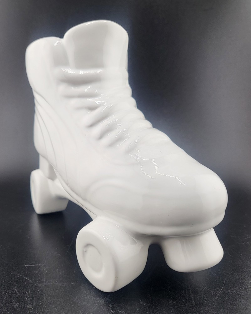 White Retro Rollerskate Planter Vase Ceramic Decor