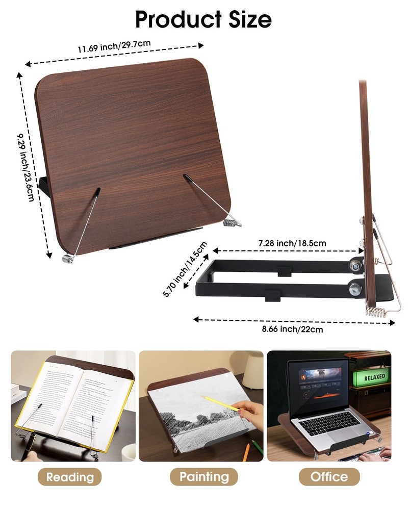 Desk Book Stand, Reading Rest Holder, Angle Adjustable for Textbooks, Documen...