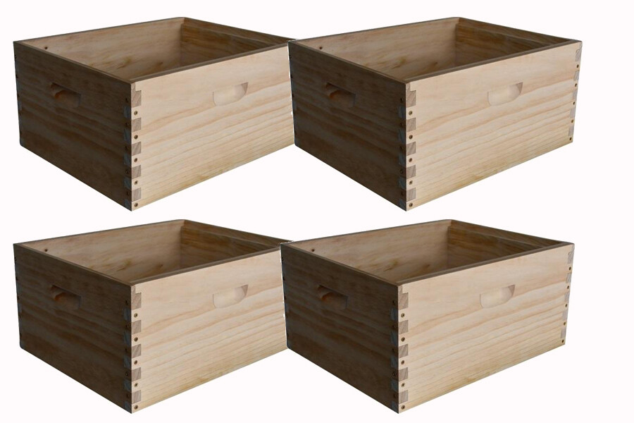 Beehive Super- NZ PINE - Full Depth Bee Box x 4 - Finger joints- 8 Frame Size
