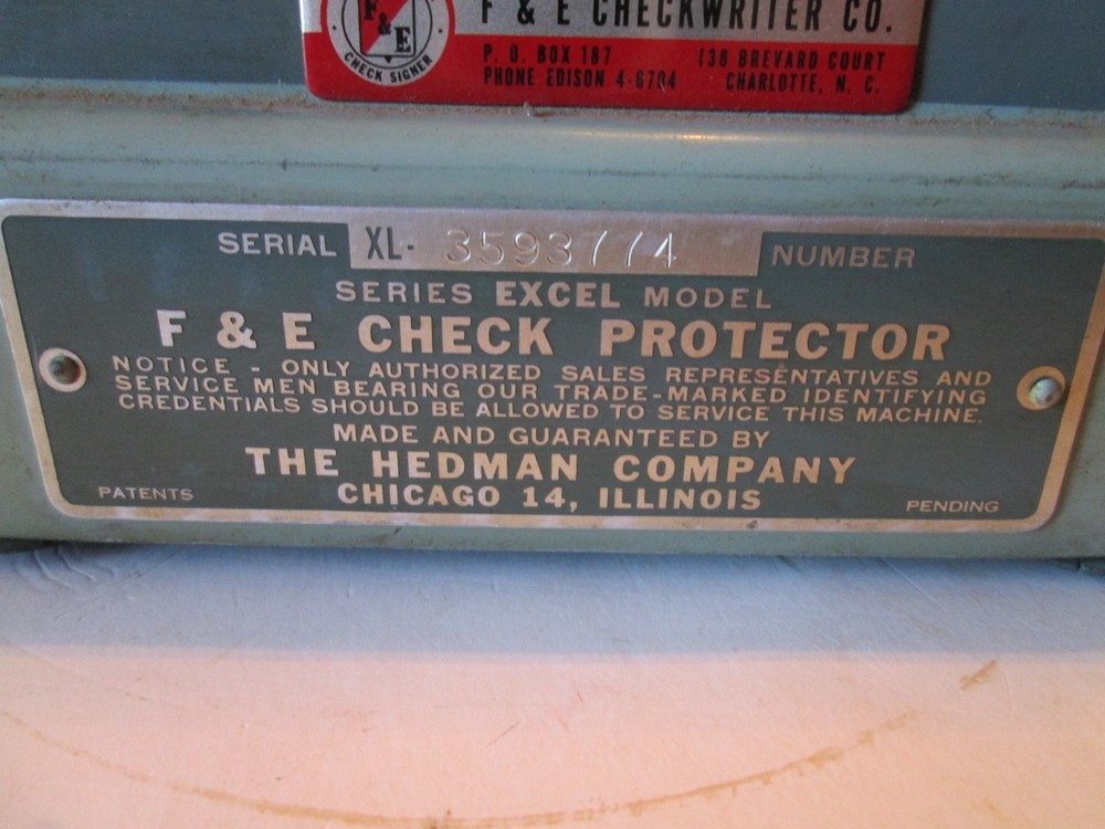 F & E Check protector with original cover works Excel model