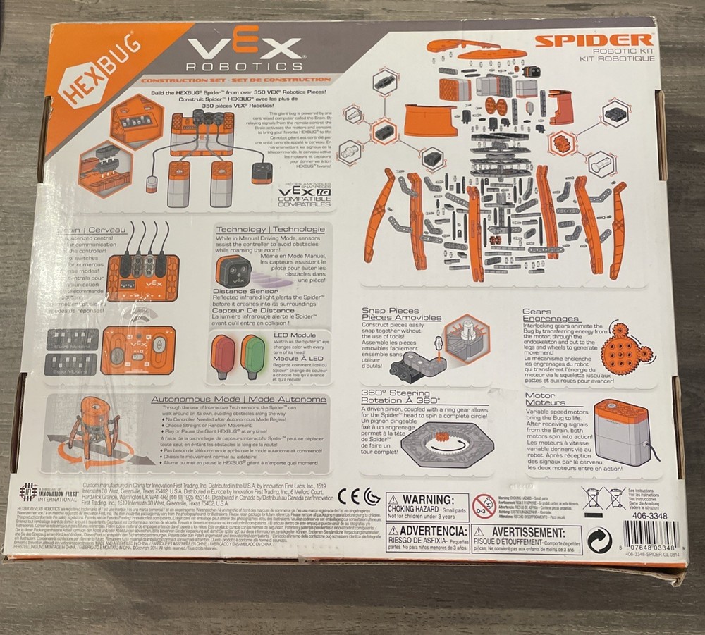 Hexbug Vex Robotics Spider Robotic Kit Remote Control Construction Set Used