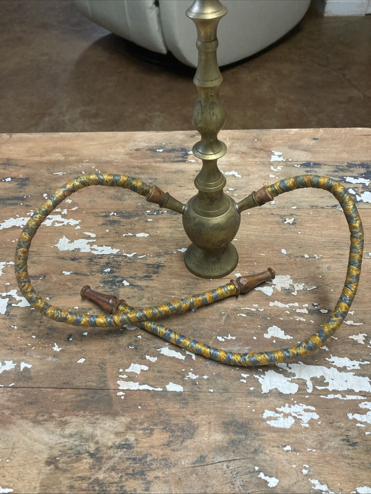 Vintage Brass Hookah Pipe 2 Hose