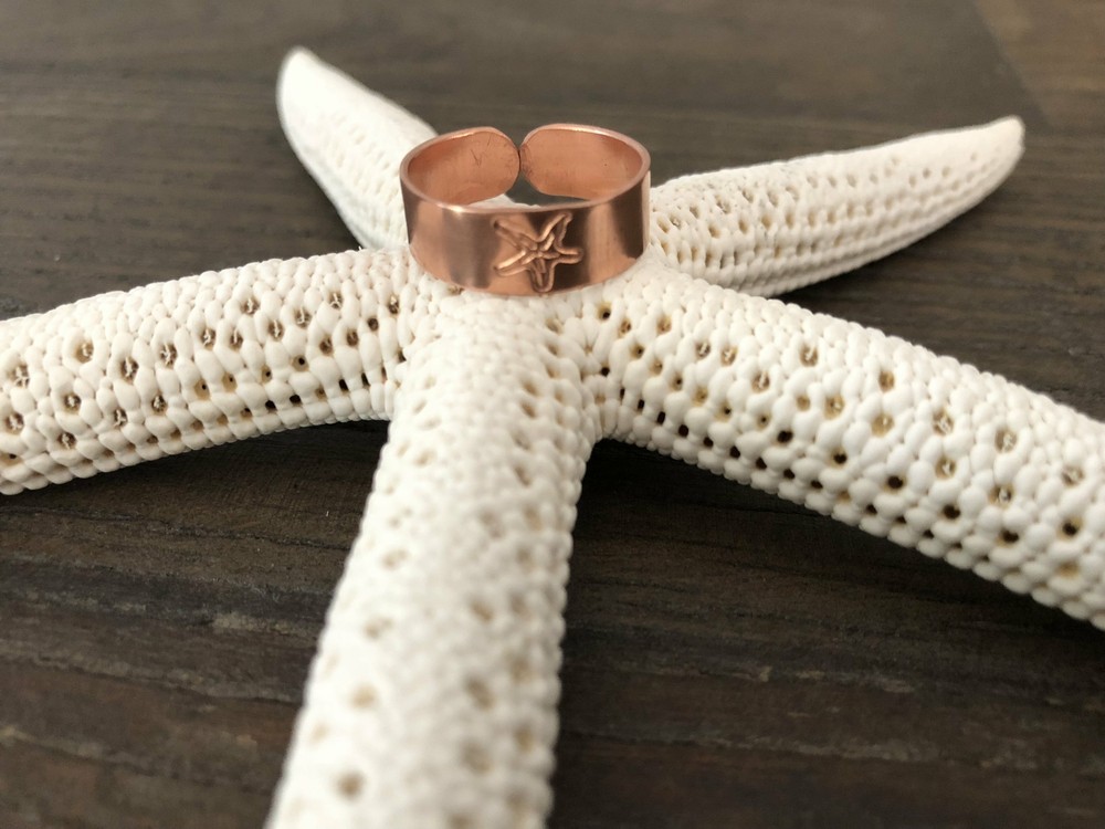 Custom Hand Stamped Brass Ring - Starfish