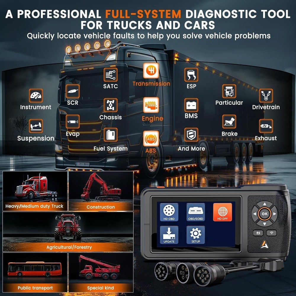 Diesel Truck Scanner For Cummins Caterpillar Engine Code Reader DPF Reset Regen