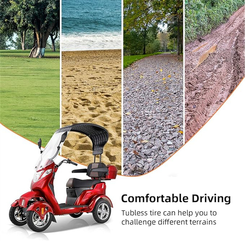 4 Wheels Powered Mobility Scooters 800W 60V20A with Canopy & Windshield