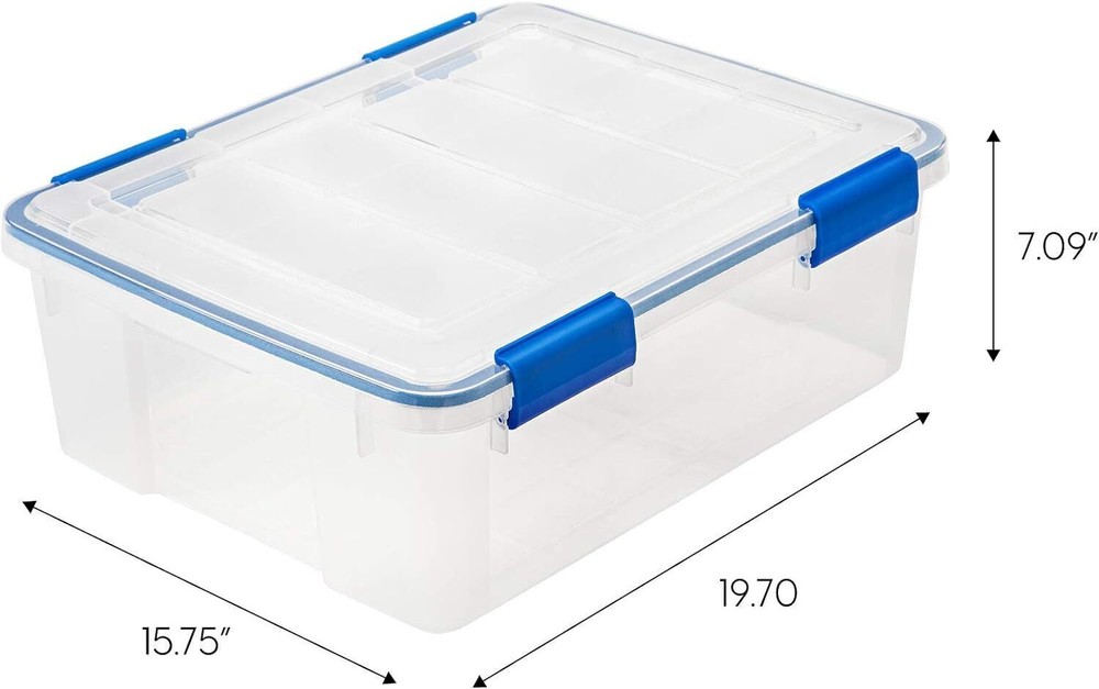 3 Pack 26.5-Qt Plastic Storage Box Stackable Containers w/Latching Buckles Lid