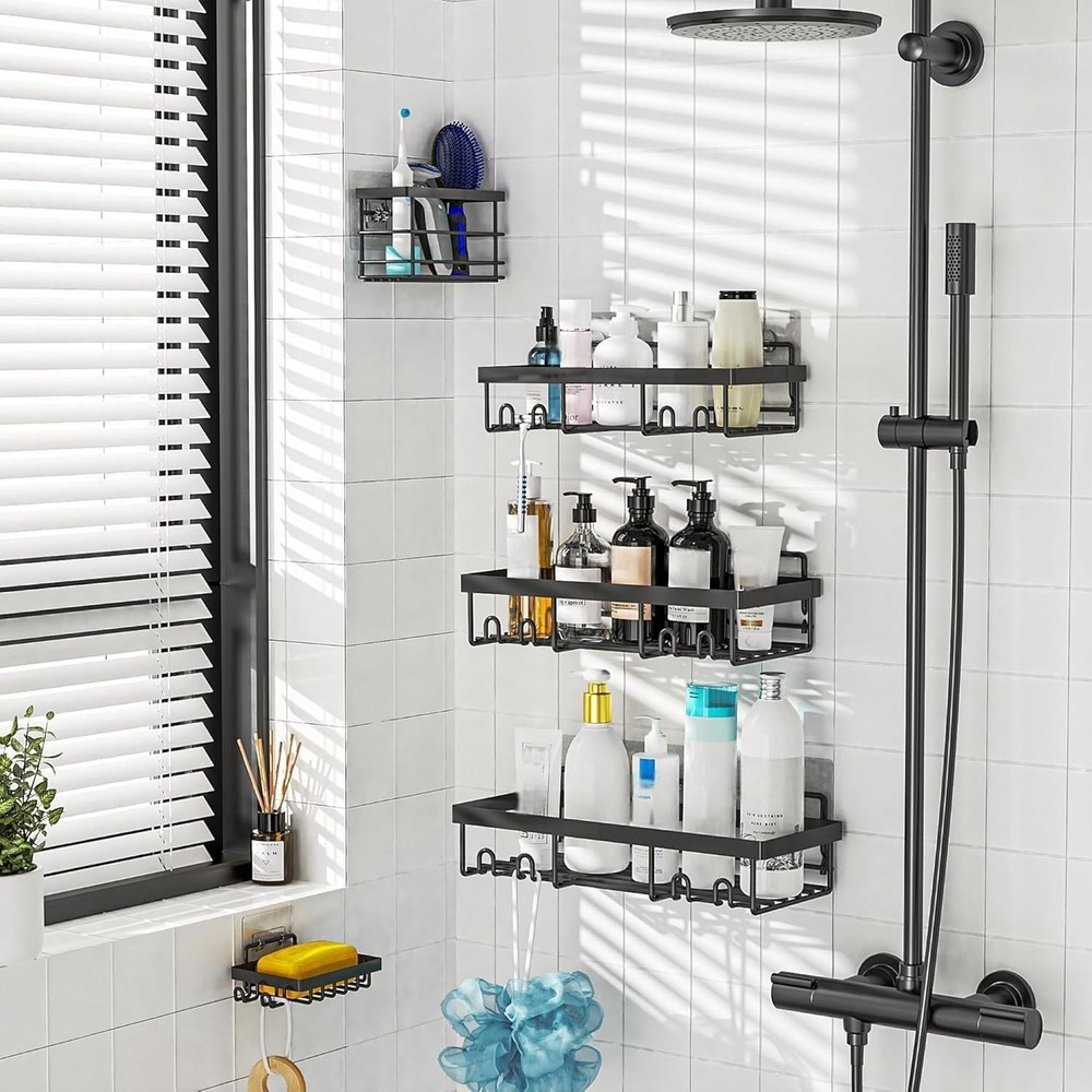 5 Pack Rust-Proof Shower Caddy Organizer – Elegant & Efficient Storage Solution