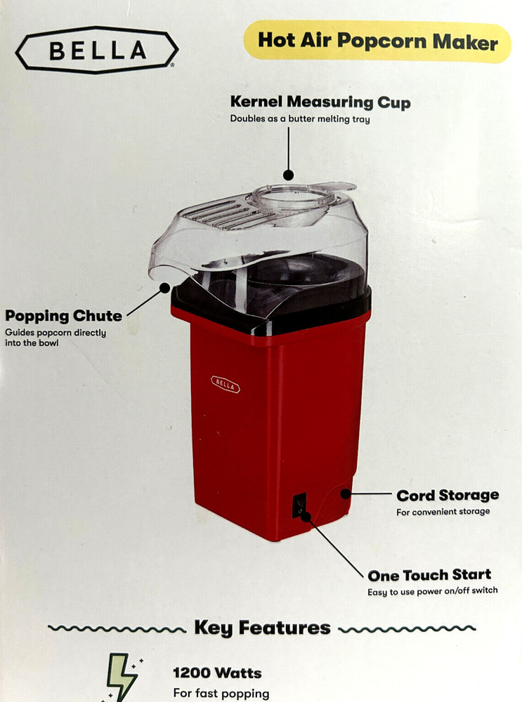 Bella Hot Air Popcorn Maker Complete in Box, Pre-owned