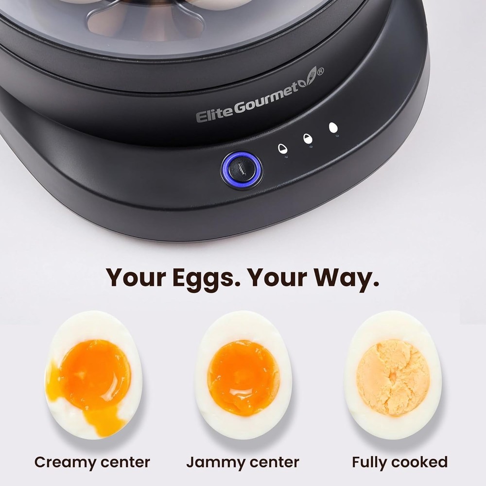 Compact 7-Egg Cooker with Auto Shut-Off - Perfect Soft, Medium, or Hard Eggs