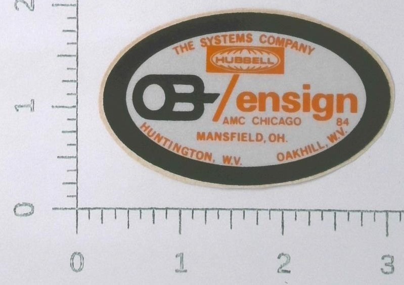Vintage OB Ensign Hubbell Mining Systems Sticker Decal