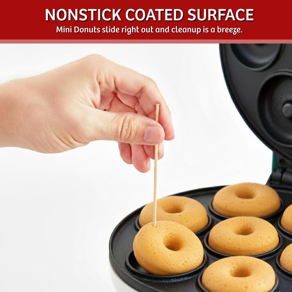 Mini Donut Maker, Durable, Nonstick Easy to Use Mini Baking Machine - Cooks 7...