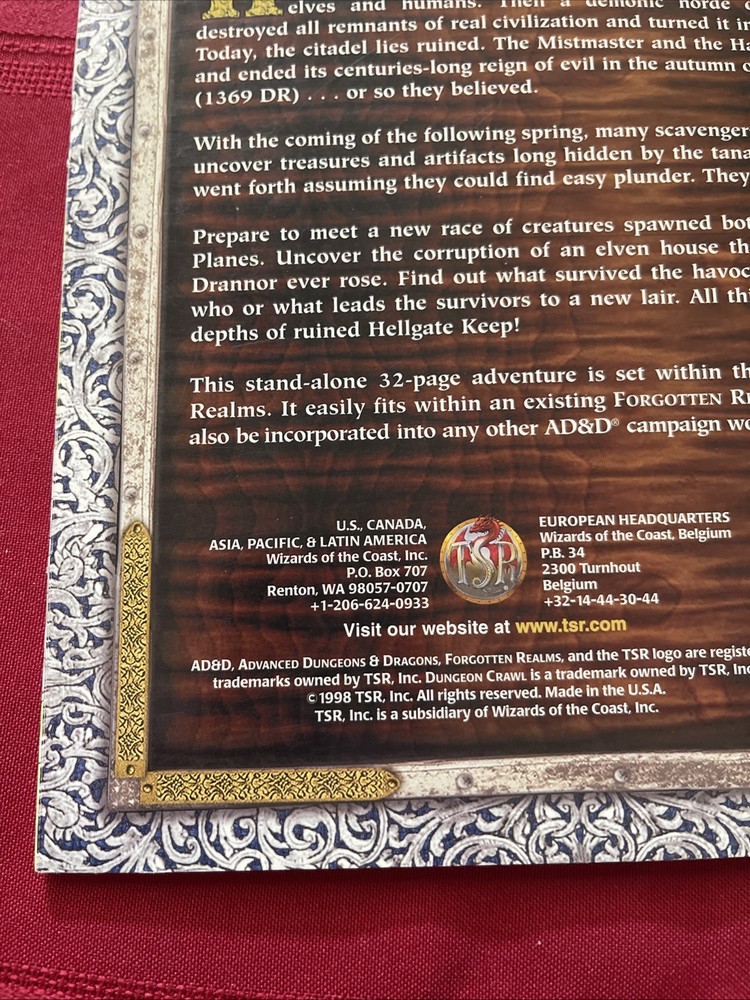 Hellgate Keep - Forgotten Realms Dungeons & Dragons AD&D TSR 9562 1st PRINTING