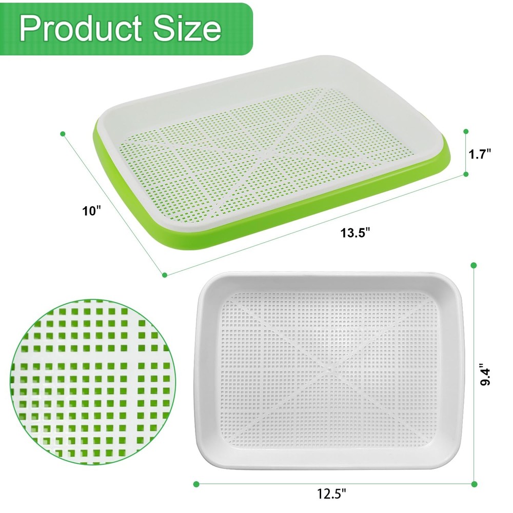 Seed Sprouting Tray, 10 Packs Microgreens Growing Trays Big Capacity Sprouts