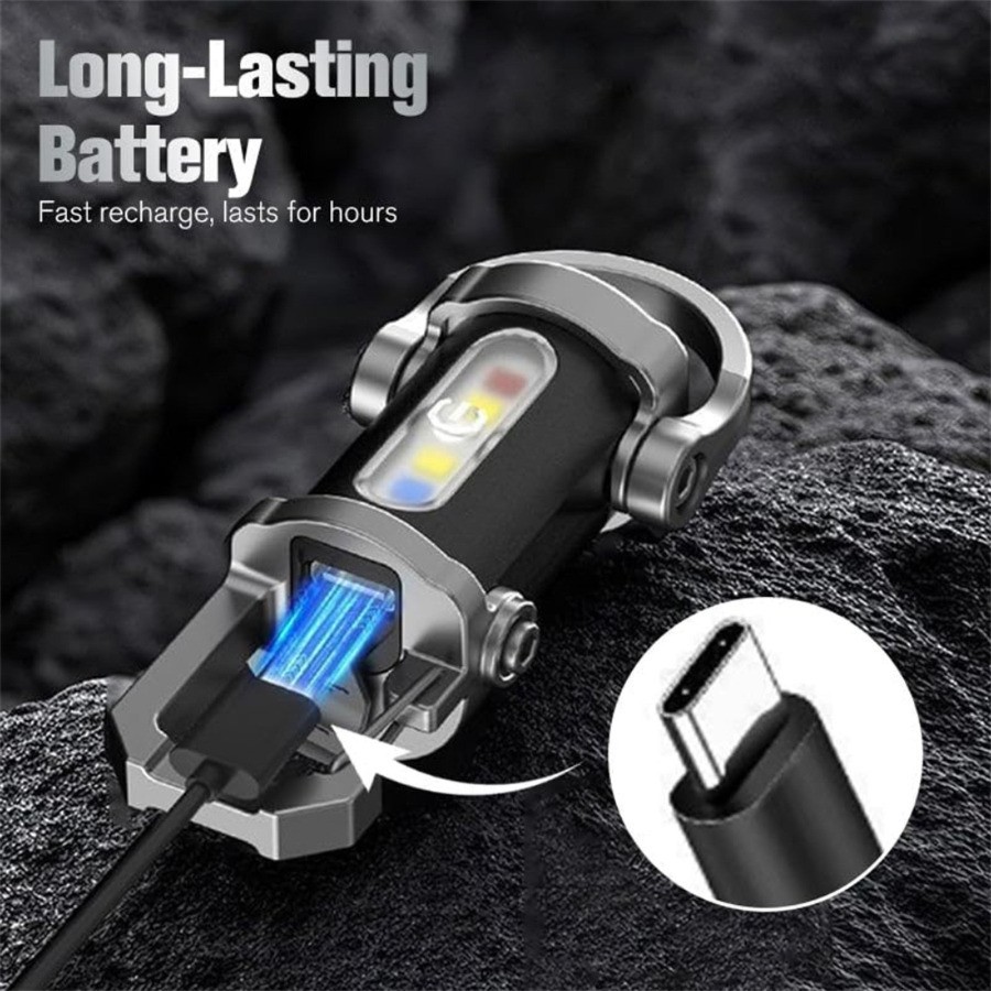 2xPortable Rechargeable Bright Keychain Flashlight Phone Charger,Emboadlie Mode