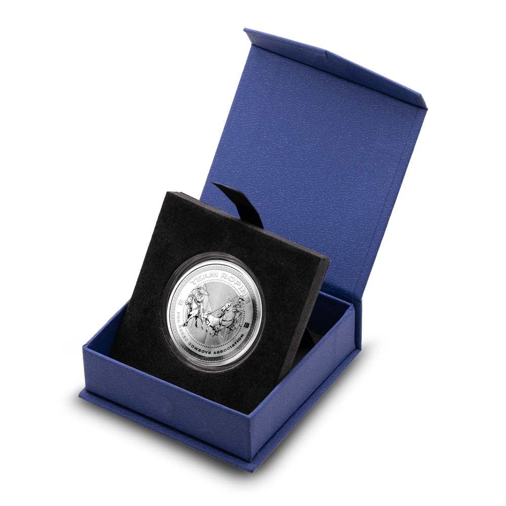 1 oz Reverse Proof Texas Mint PRCA Team Roping Silver Round (Capsule, Box)