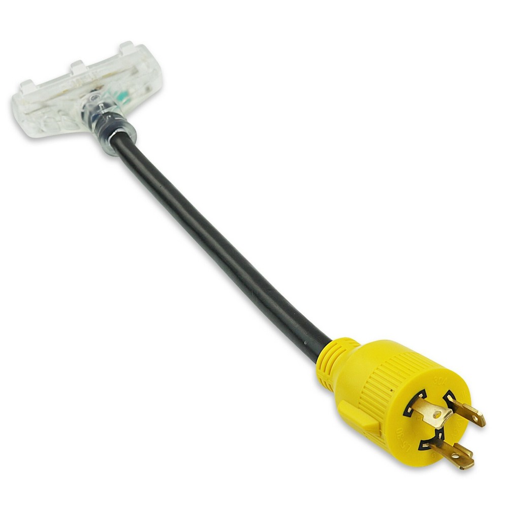 RV Generator Power Adapter 30AMP Male 3-Prong Plug to 3x 15 AMP Female 18IN cord