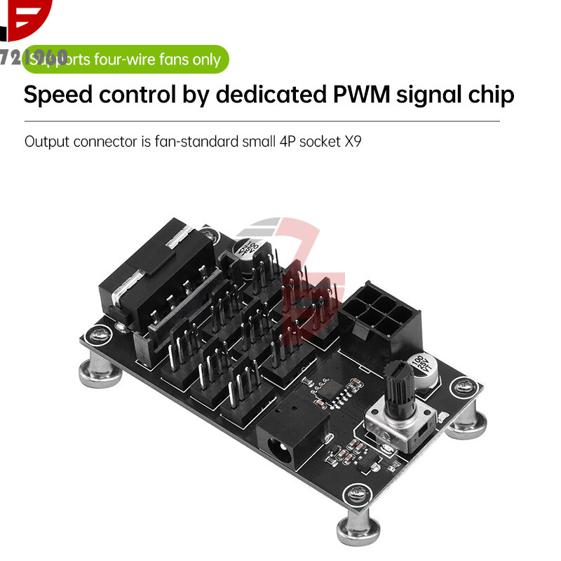 Computer Chassis PWM Violent Fan Speed Controller 9-Channel Fan Hub Controller