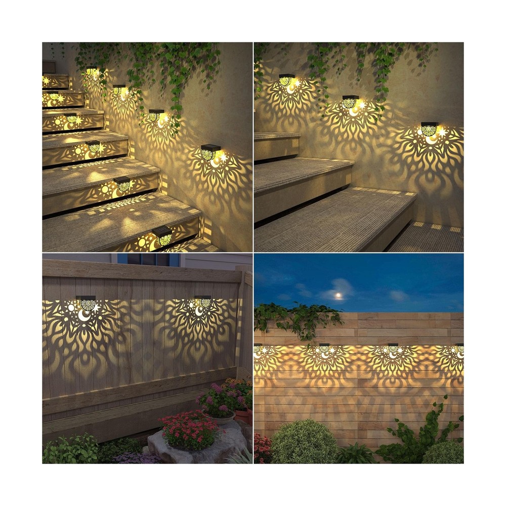 Solar Fence Lights 6 Pack Solar Deck Lights Waterproof LED Powered Step Wall ...