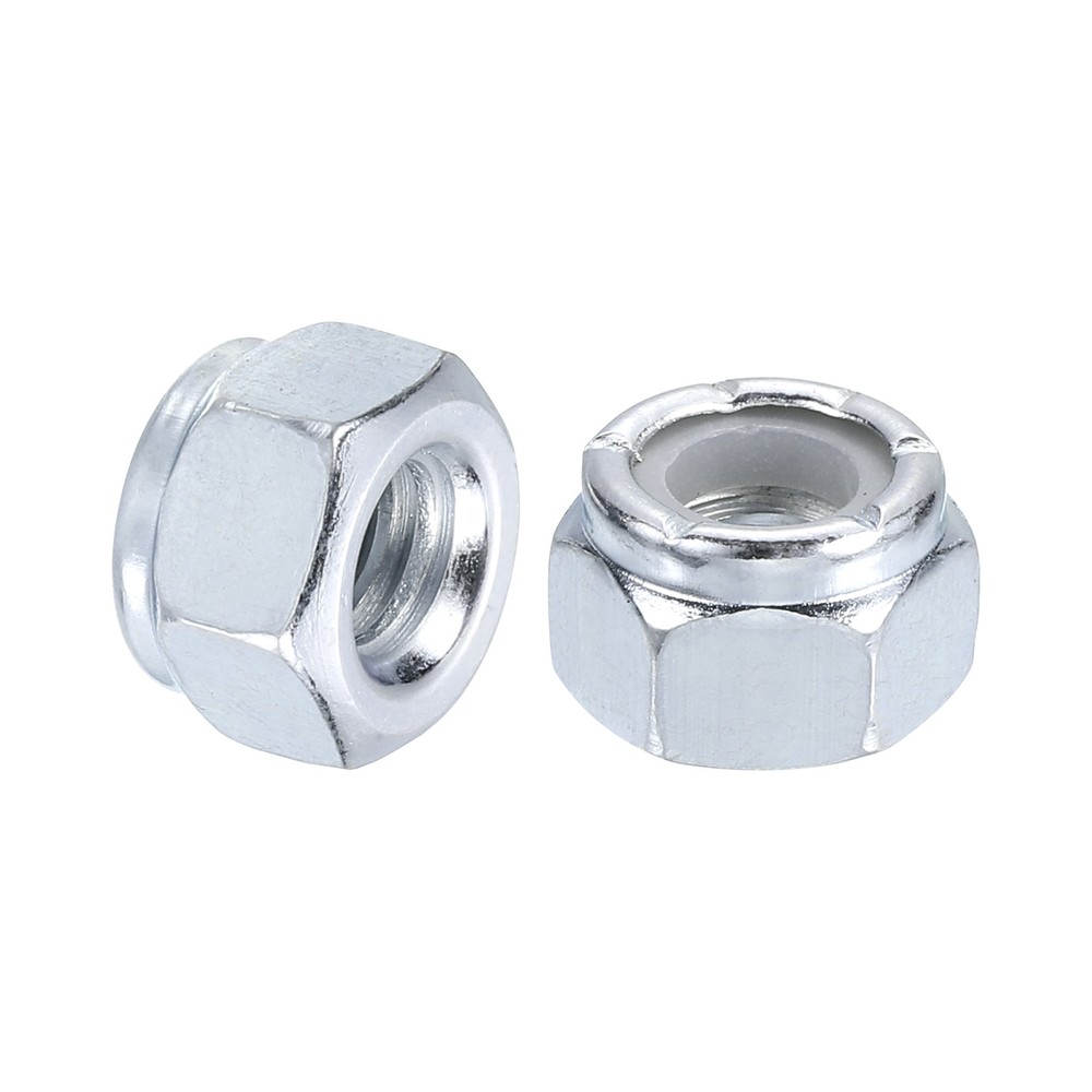 100Pcs 1/4"-20 Nylon Insert Hex Lock Nuts, Carbon Steel Nut, White