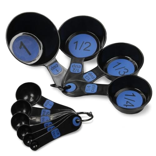 Easy to Read Plastic, Measuring Cup Set, 10 piece set Blue
