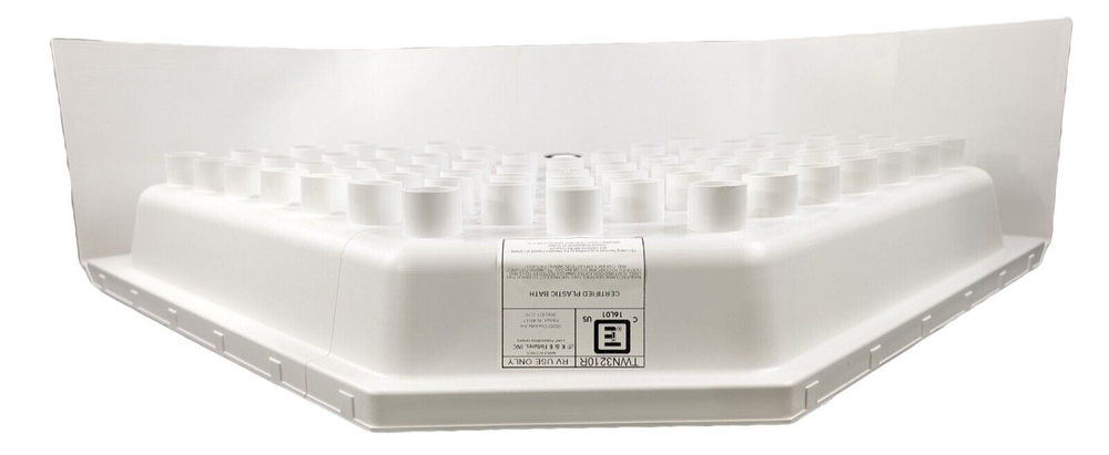 RV Corner Shower Pan 32" White Center Drain Camper Bath Room Neo Angle Base